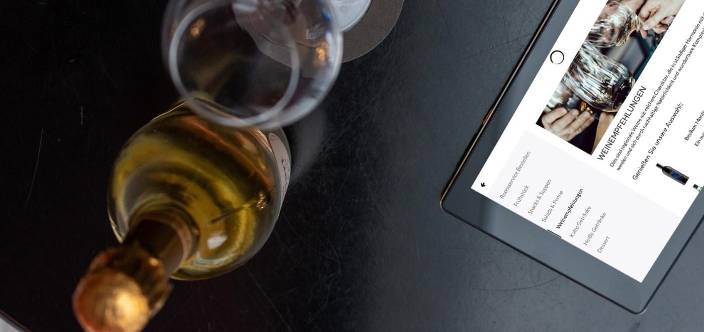 Weinempfehlungen auf dem SuitePad In-Room Tablet