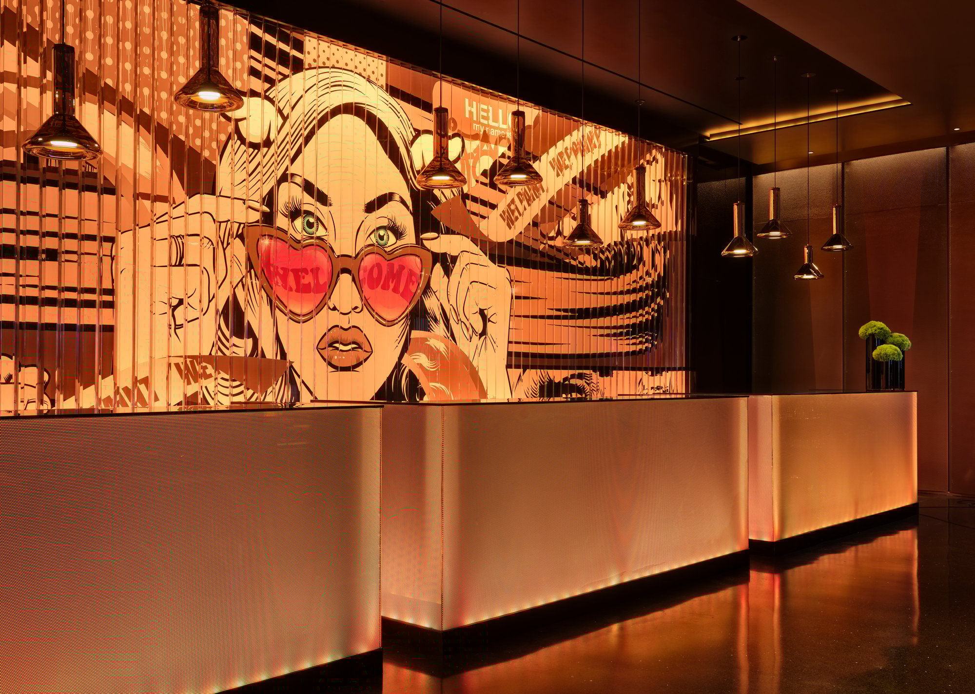 art'otel london hoxton lobby with wall art