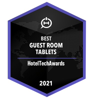 Badge for Best Guest Room Tablets 2021 won by SuitePad