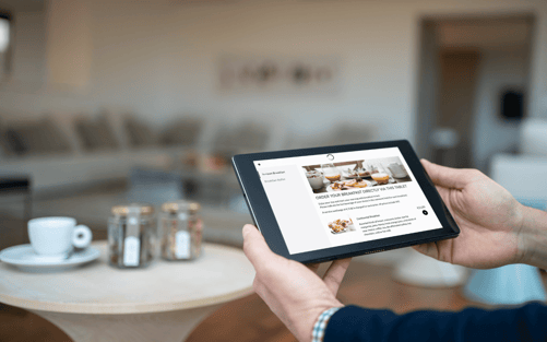 Tablet in hand, on breakfast order service