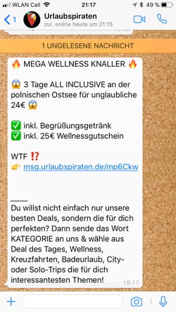 Push-Nachricht von Urlaubspiraten