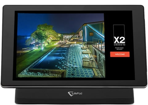 Welcome screen for X2 River Kwai Resort on a SuitePad device
