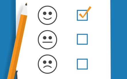 Sad, neutral, and happy face for filling in how one feels