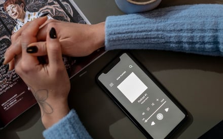 Podcast playing on a smartphone