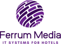 Logo Ferrum Media IT Systems for hotels. Ferrum Media is a company specializing in the television, internet and IP installations for hotels.