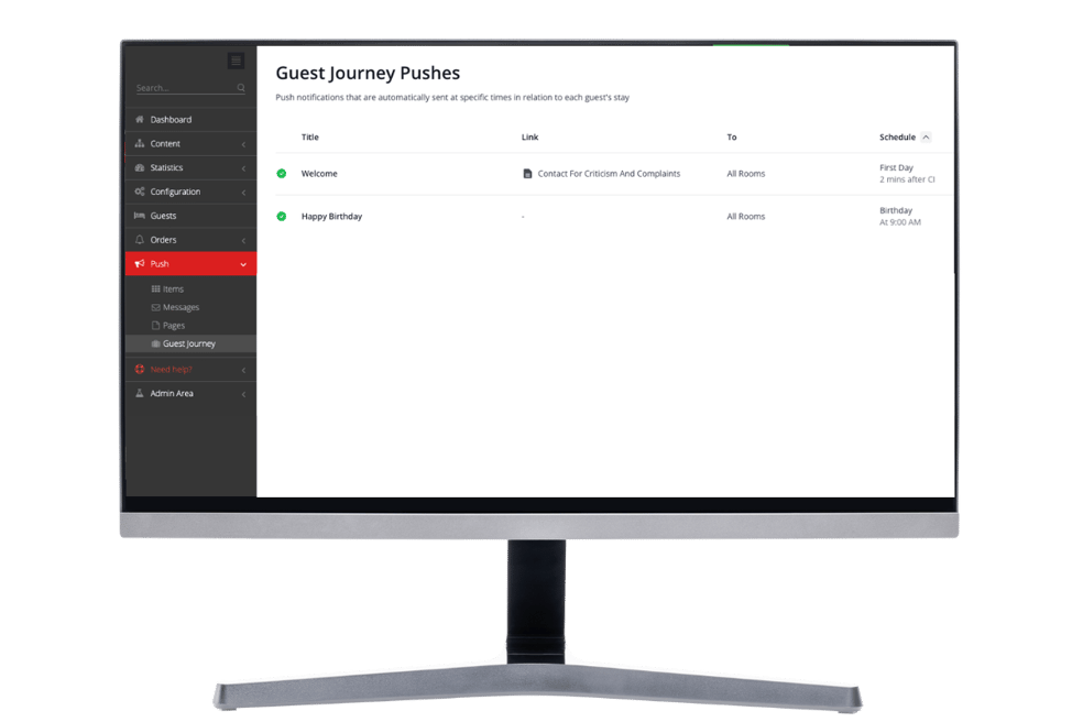 Guest Journey Push Funktion im CMS