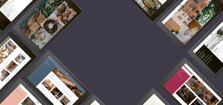 Suitepad tablets on an aubergine grey background