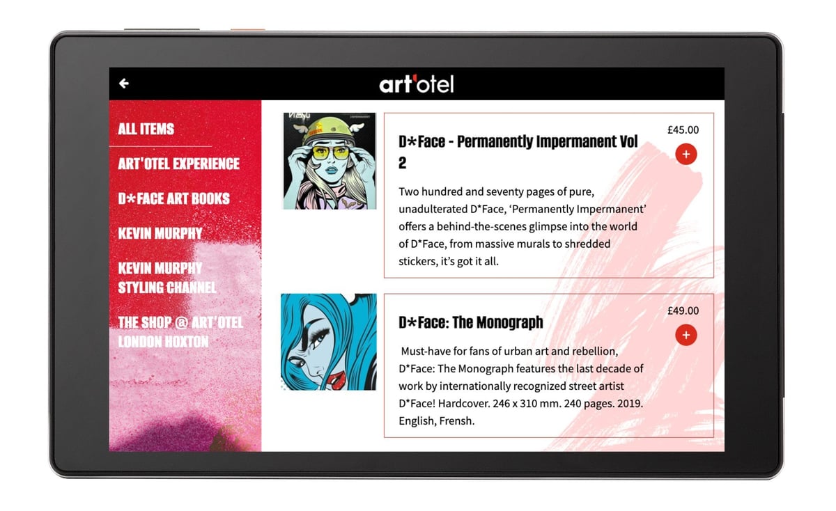 art'otel London Hoxton tablet hotel shop