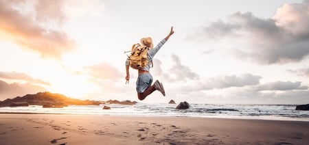Man jumping on beach