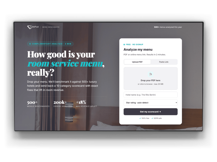 Room Service Analyzer tool mock up 2