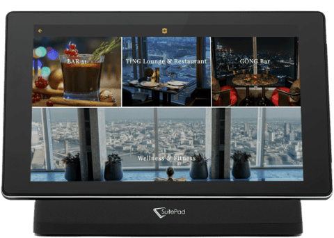 Gong Bar ordering screen on a SuitePad at Shangri-La, At The Shard, London.