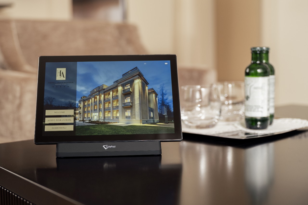 SuitePad on a table at Hotel Aleksander Slovenia