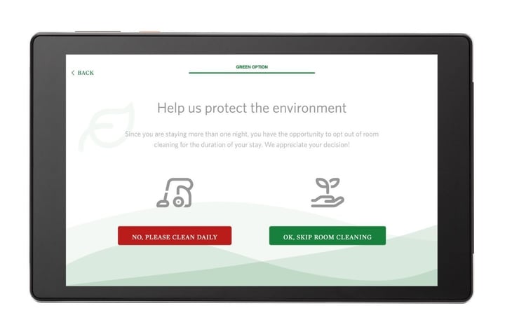 The Brownwood Hotel SuitePad Green Option screen