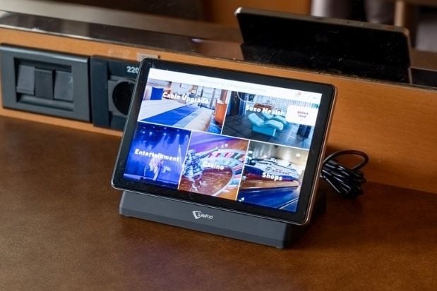 SuitePad tablet in a room at Celestyal 