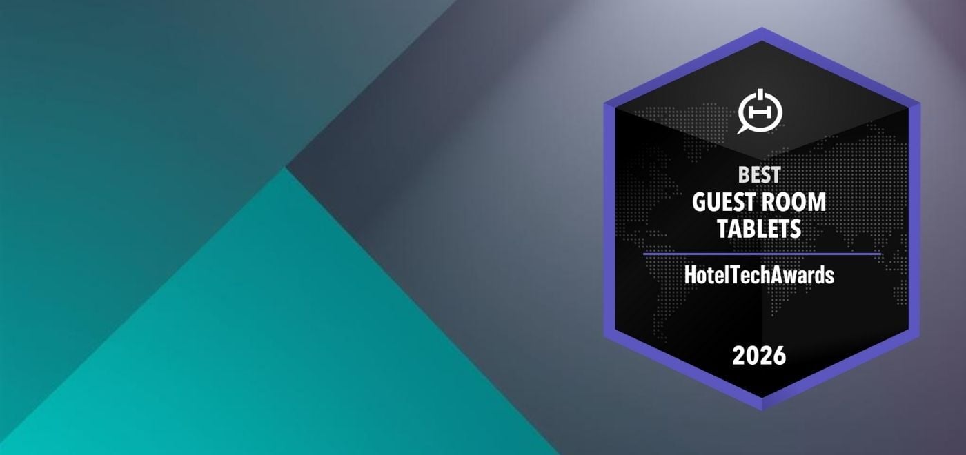 HotelTechAwards 2026 badge showing “Best Guest Room Tablets” HotelTechAwards 2026 badge showing “Best Guest Room Tablets”