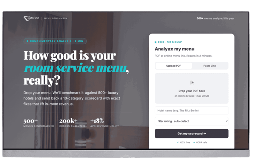 Room Service Analyzer App monitor mock up