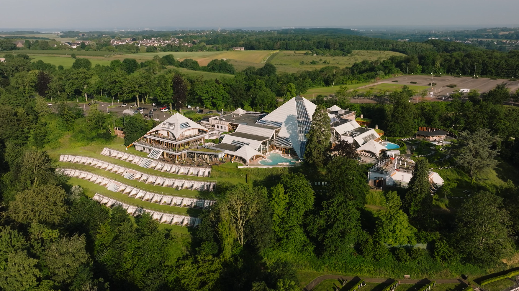 thermae 2000 drone image from above wellness resort hotel