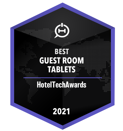HotelTechAwards 2021 Best Guest Room Tablet winner badge