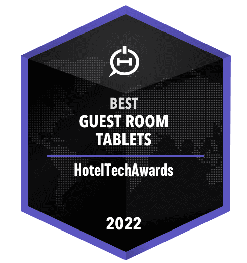 HotelTechAwards 2022 Best Guest Room Tablet winner badge