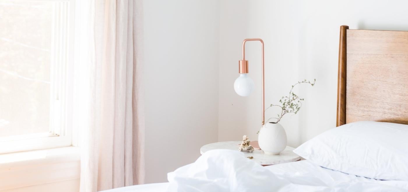 Lamp on a bedside table