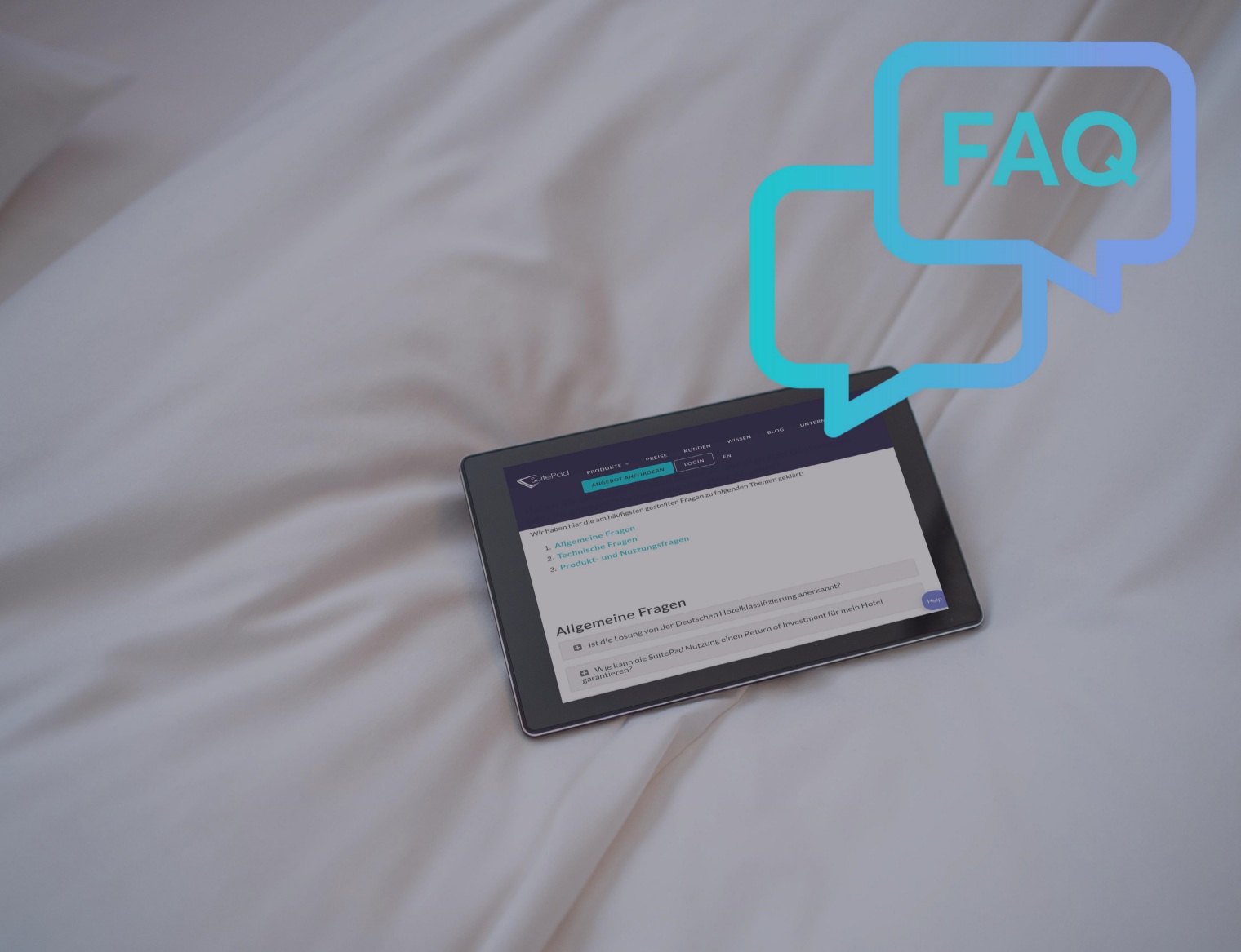 FAQ Seite SuitePad auf einem Tablet