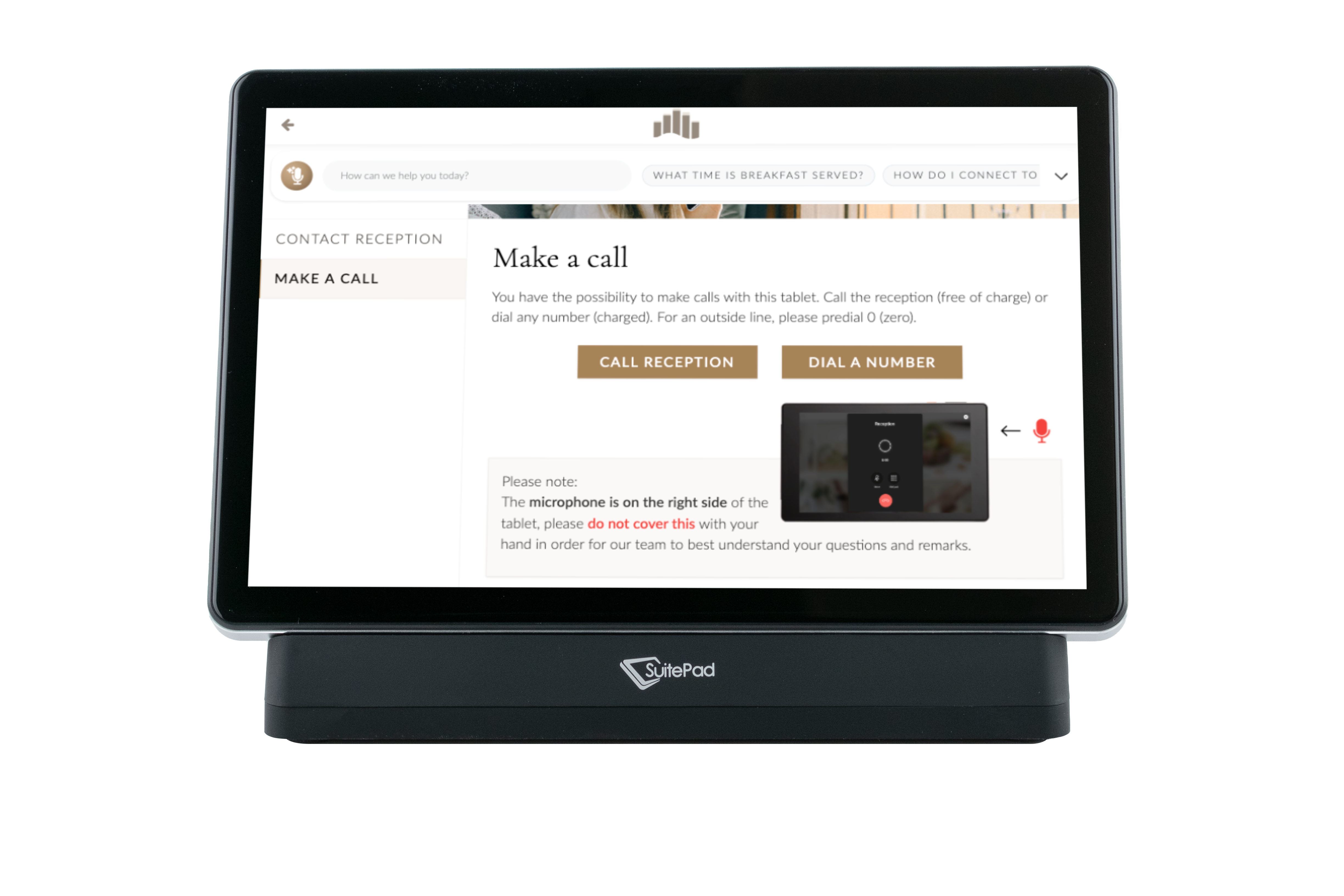 SuitePad in-room tablet mockup