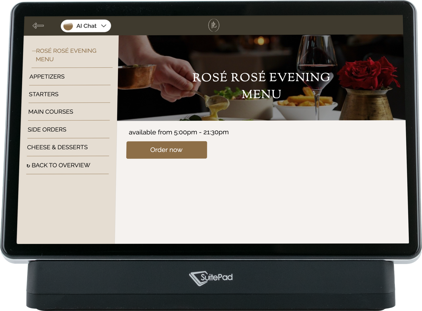 Park Lane Copenhagen room service menu with day and evening ordering on the SuitePad in-room tablet