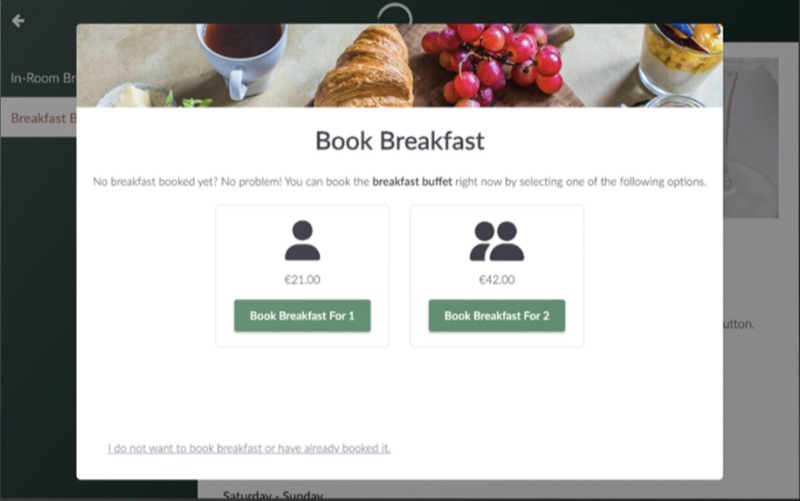 Book breakfast booking screen