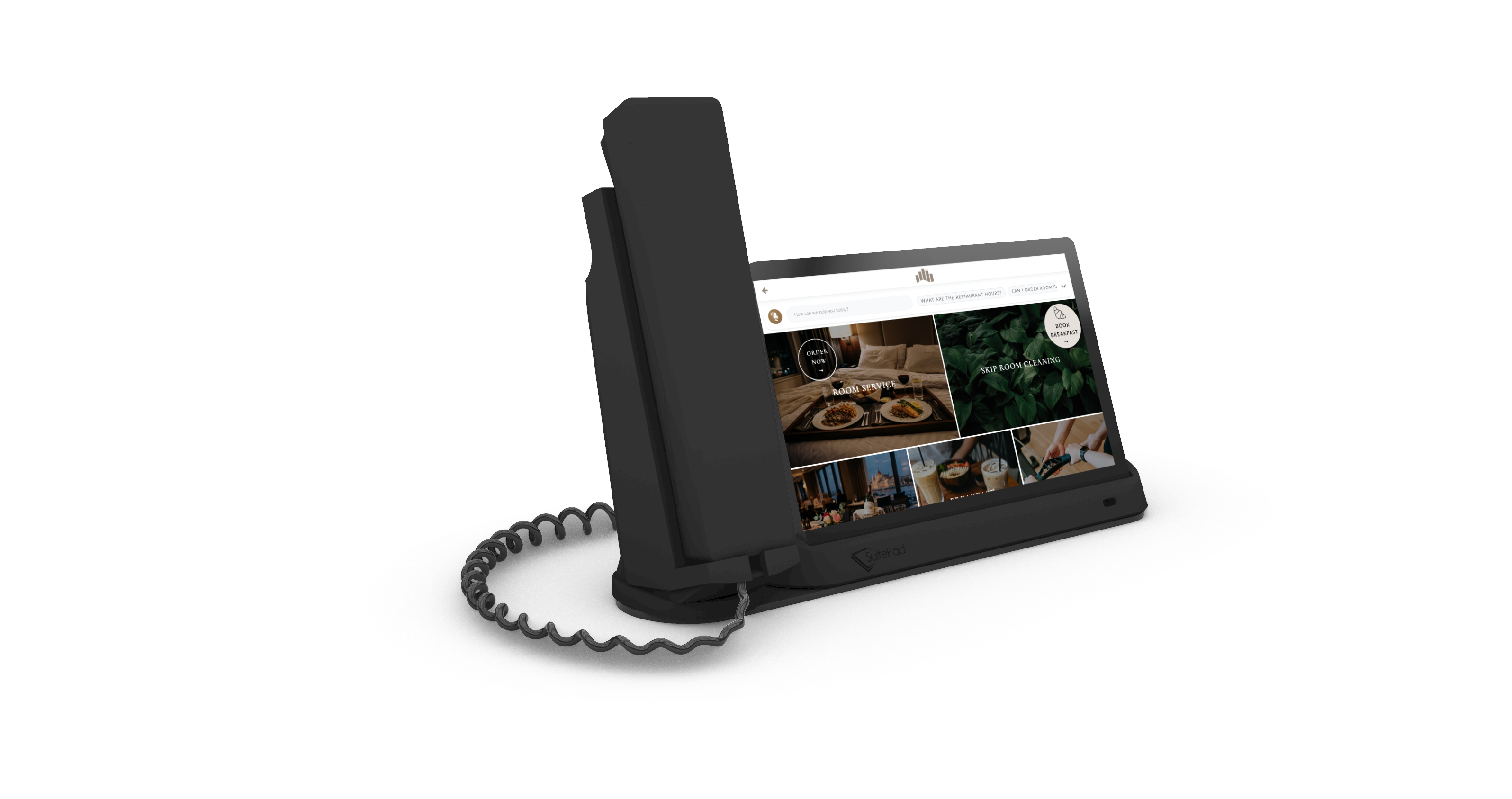 SuitePad Phone Dock with guest dashboard and handset